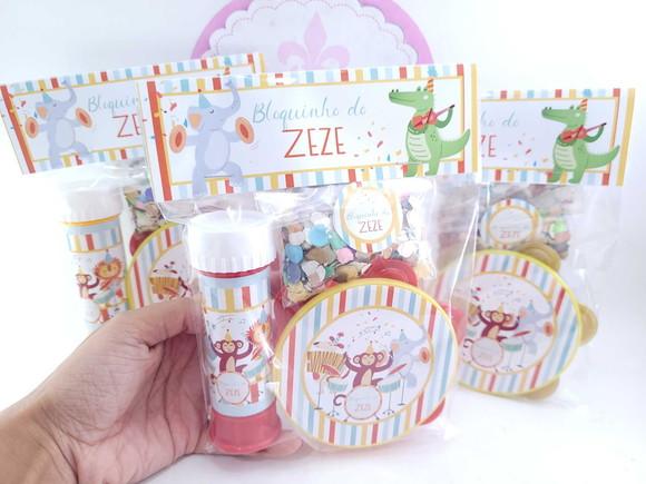 Kit Pandeiro Pequeno Bolha e Confetes Carnaval dos Animais