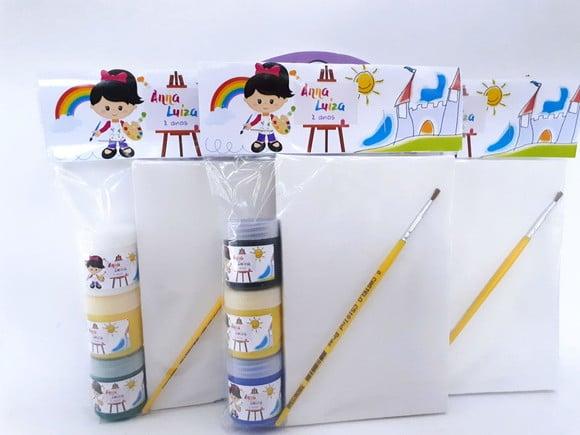 Kit Pintura Aquarela Menina Tela 10x15
