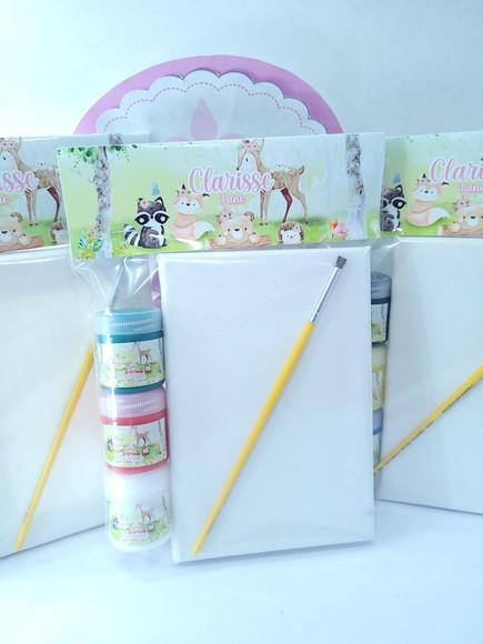 Kit Pintura Aquarela Bosque Encantado Tela 10x15 com Guache