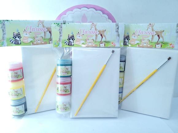 Kit Pintura Aquarela Bosque Encantado Tela 10x15 com Guache