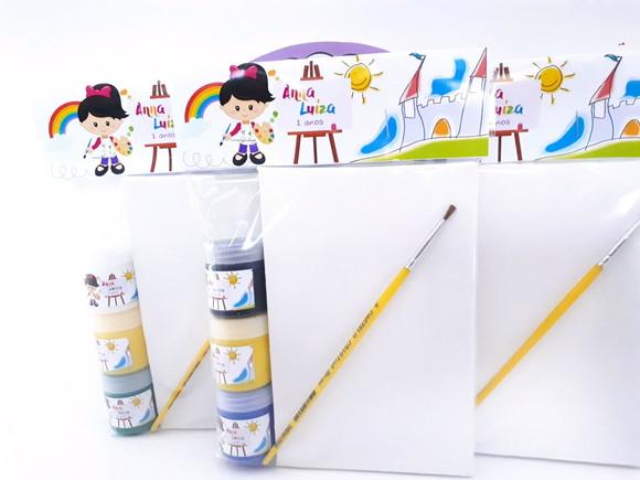 Kit Pintura Aquarela Menina Tela 10x15