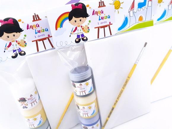 Kit Pintura Aquarela Menina Tela 10x15