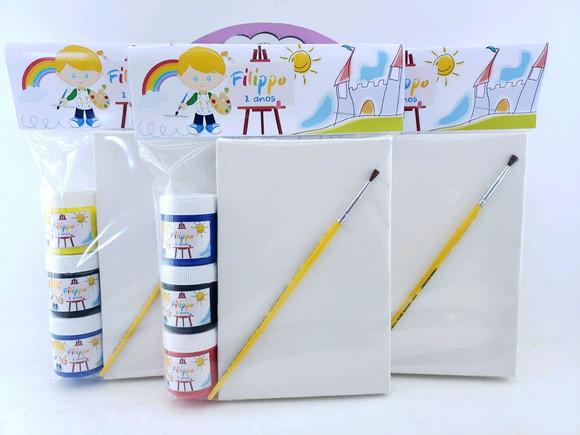 Kit Pintura Aquarela Menino Tela 10x15