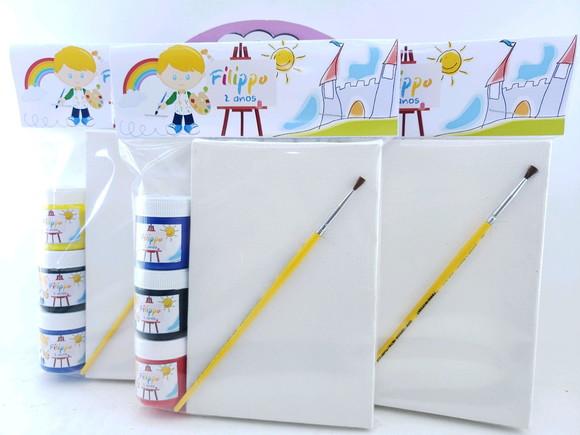 Kit Pintura Aquarela Menino Tela 10x15