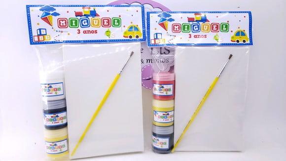 Kit Pintura Brinquedos Tela 10x15 e Guache Dia das Crianças