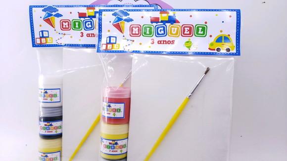 Kit Pintura Brinquedos Tela 10x15 e Guache Dia das Crianças