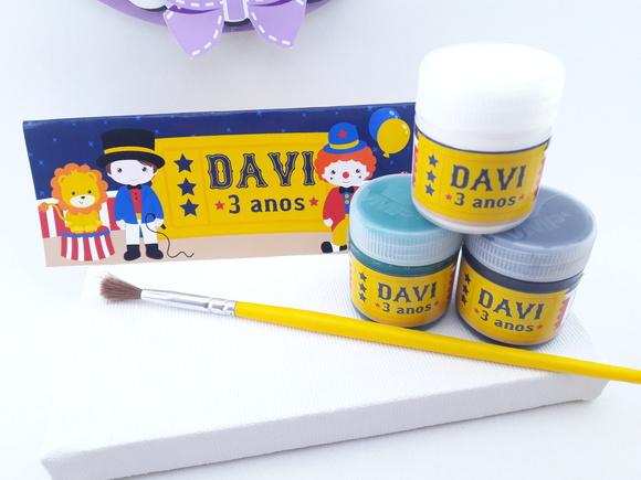 Kit Pintura Circo Vintage com Tela e Guache Lembrancinha