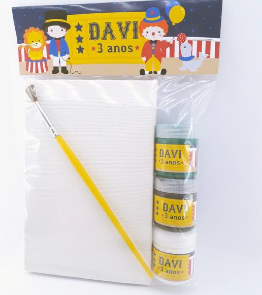 Kit Pintura Circo Vintage com Tela e Guache Lembrancinha