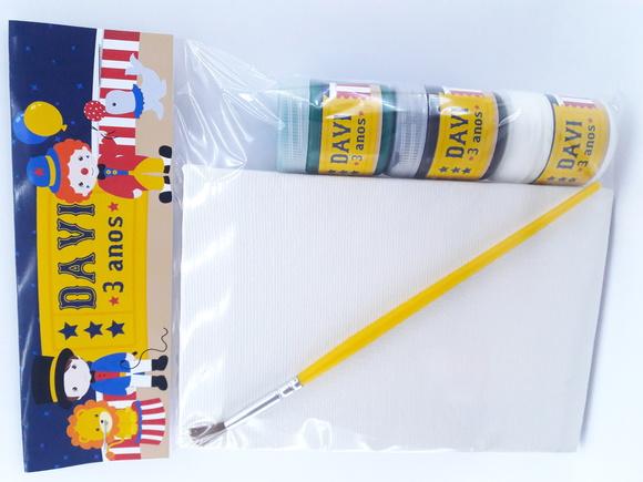 Kit Pintura Circo Vintage com Tela e Guache Lembrancinha