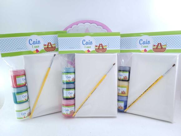 Kit Pintura com Tela e Tintas Piquenique Lembrancinha