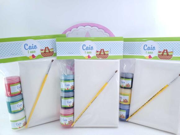 Kit Pintura com Tela e Tintas Piquenique Lembrancinha