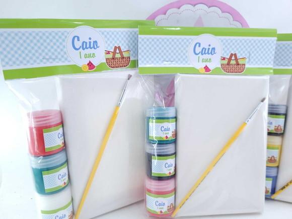 Kit Pintura com Tela e Tintas Piquenique Lembrancinha