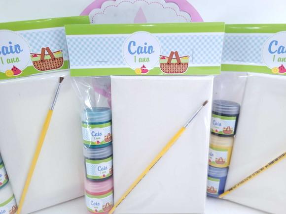 Kit Pintura com Tela e Tintas Piquenique Lembrancinha