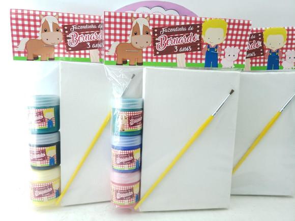 Kit Pintura Fazendinha Menino Tela 10x15