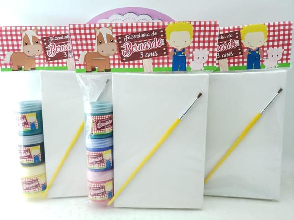 Kit Pintura Fazendinha Menino Tela 10x15