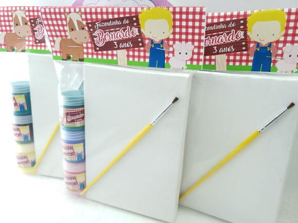 Kit Pintura Fazendinha Menino Tela 10x15