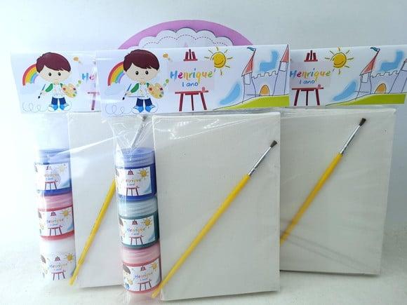 Kit Pintura Lembrancinha Aquarela com Menino Arte Tela