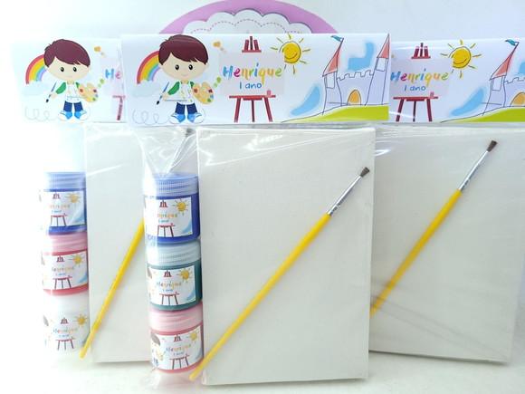 Kit Pintura Lembrancinha Aquarela com Menino Arte Tela