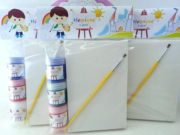 Kit Pintura Lembrancinha Aquarela com Menino Arte Tela