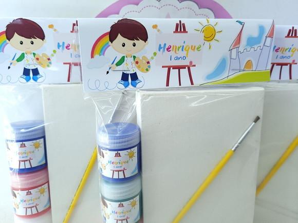 Kit Pintura Lembrancinha Aquarela com Menino Arte Tela