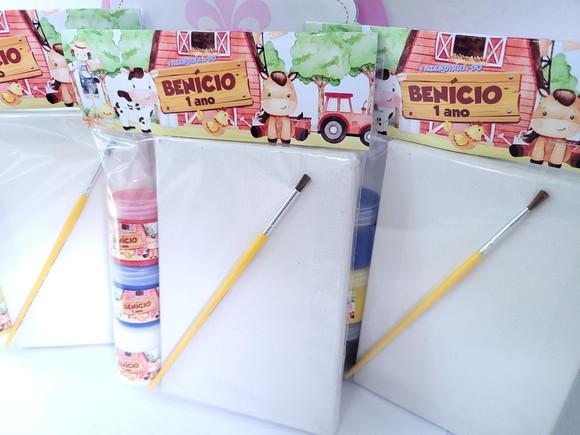 Kit Pintura Lembrancinha Fazendinha Aquarela Tinta e Tela