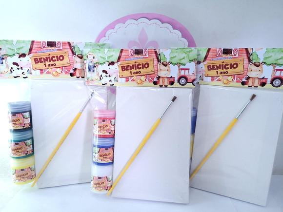 Kit Pintura Lembrancinha Fazendinha Aquarela Tinta e Tela