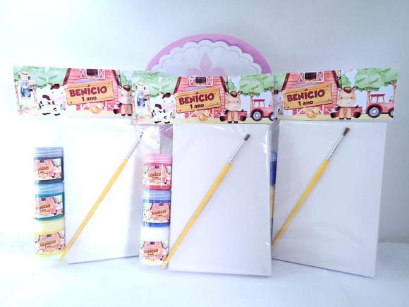 Kit Pintura Lembrancinha Fazendinha Aquarela Tinta e Tela