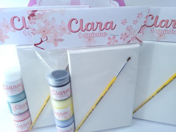 Kit Pintura Lembrancinha Flor de Cerejeira Sakura com Tela