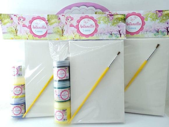 Kit Pintura Lembrancinha Jardim das Fadas Tela e Guache