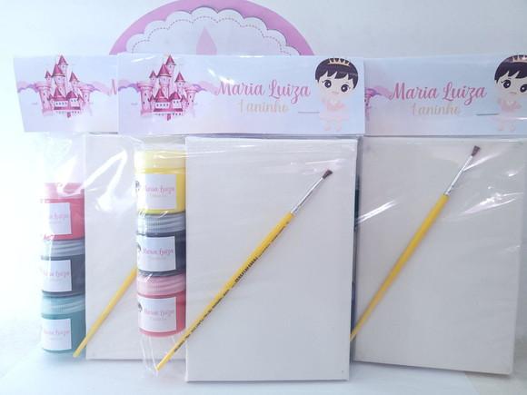 Kit Pintura Lembrancinha Princesa Baby Tela com Guache
