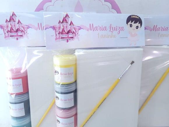 Kit Pintura Lembrancinha Princesa Baby Tela com Guache