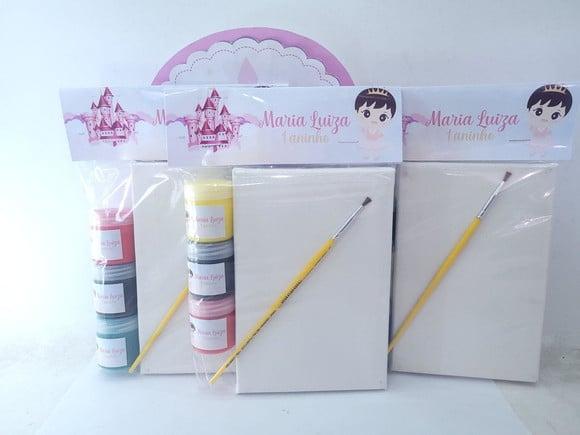 Kit Pintura Lembrancinha Princesa Baby Tela com Guache