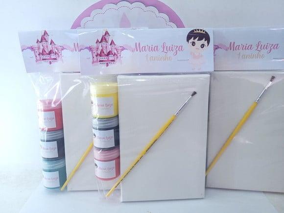 Kit Pintura Lembrancinha Princesa Baby Tela com Guache