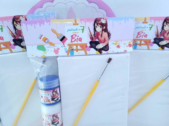 Kit Pintura Pintando o Sete Menina Tela 10x15 com Guache