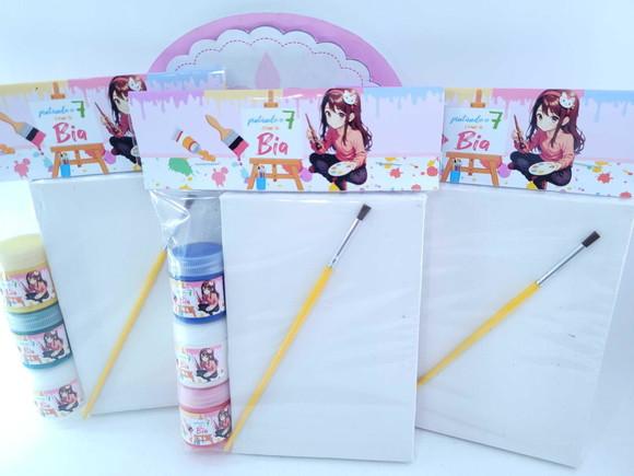 Kit Pintura Pintando o Sete Menina Tela 10x15 com Guache