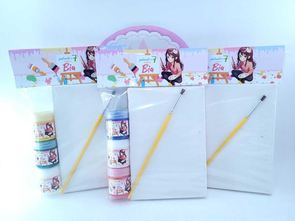 Kit Pintura Pintando o Sete Menina Tela 10x15 com Guache