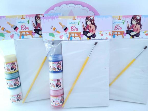 Kit Pintura Pintando o Sete Menina Tela 10x15 com Guache