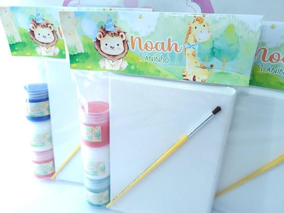 Kit Pintura Safari Bosque Aquarela Tela 10x15 com Guache