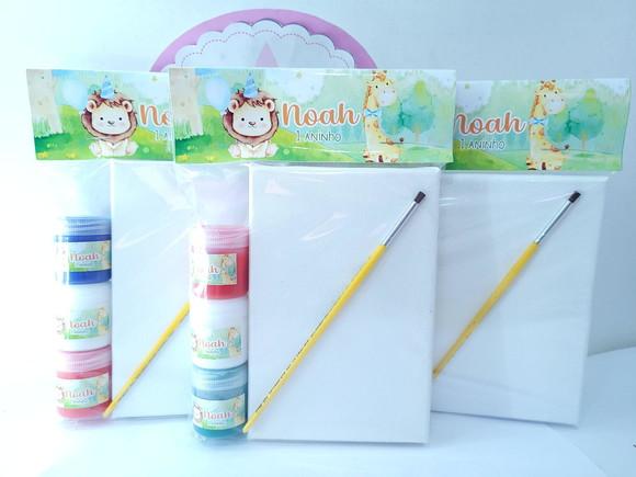 Kit Pintura Safari Bosque Aquarela Tela 10x15 com Guache