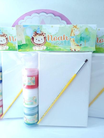 Kit Pintura Safari Bosque Aquarela Tela 10x15 com Guache