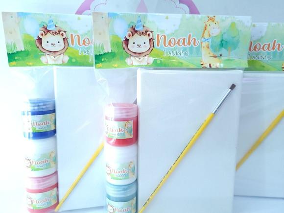 Kit Pintura Safari Bosque Aquarela Tela 10x15 com Guache