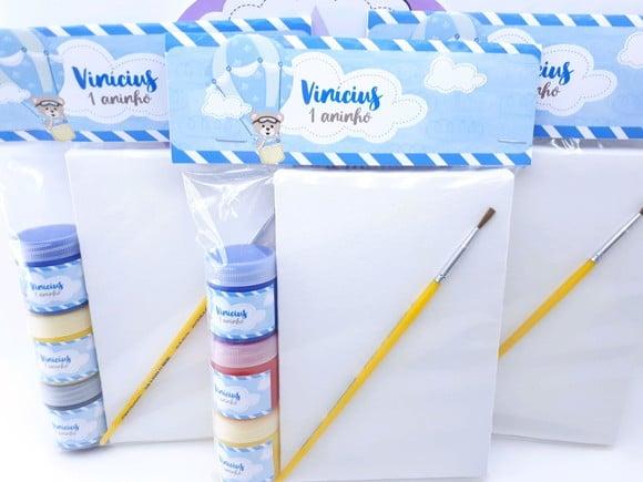 Kit Pintura Ursinho Baloeiro com Tela 10x15 e Guache
