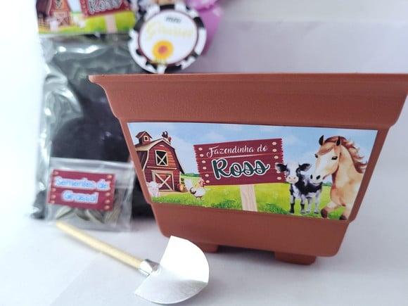 Kit Plantação Animais Fazendinha Lembrancinha Ecológica