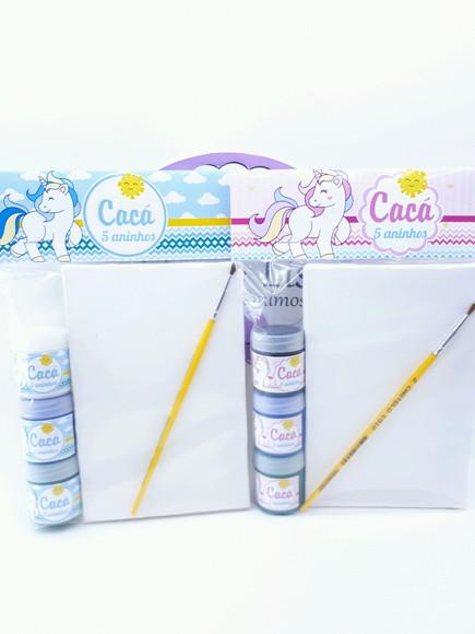 Kit Pintura Unicórnio Menino e Menina Aquarela