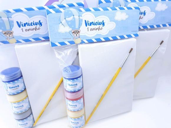 Kit Pintura Ursinho Baloeiro com Tela 10x15 e Guache