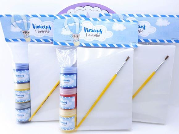 Kit Pintura Ursinho Baloeiro com Tela 10x15 e Guache