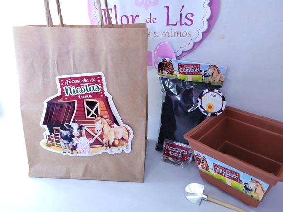 Kit Plantação com Sacola Fazendinha Animais Lembrancinha