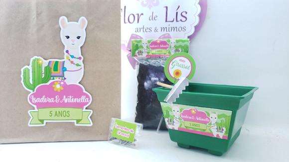 Kit Plantação com Sacola Lhama e Cacto Lembrancinha