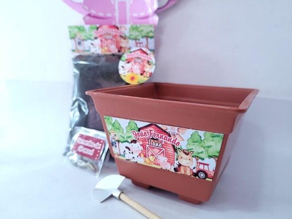 Kit Plantação Fazendinha Aquarela Lembrancinha Ecológica