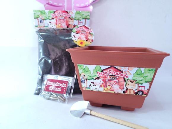 Kit Plantação Fazendinha Aquarela Lembrancinha Ecológica